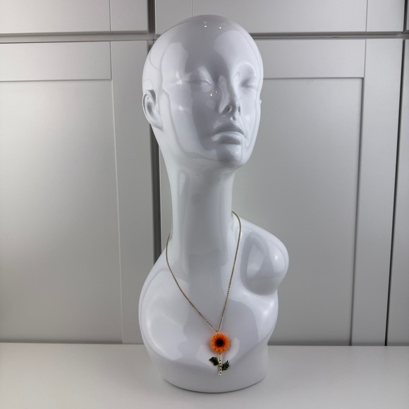 Sunflower Pendant Necklace Flower Floral Faux Gold Chain Enamel Jewelry Gift NEW - Picture 2 of 16